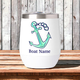 Nombre de barco personalizado Navy Ancla verde Nau