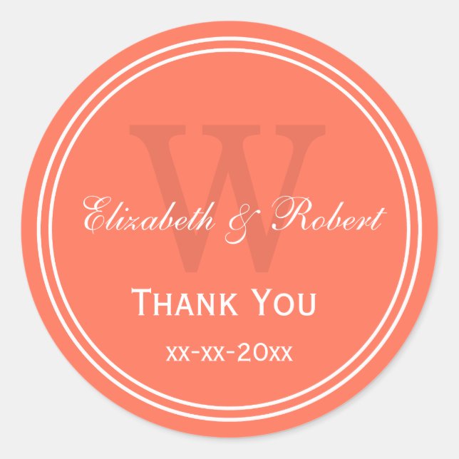 Nombre de Coral Monograma Sellos para sobres Graci (Anverso)