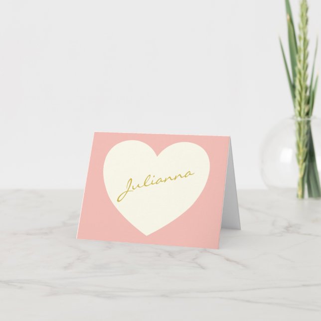 Nombre de corazón rosado de Coquette Stationery pe (Anverso)