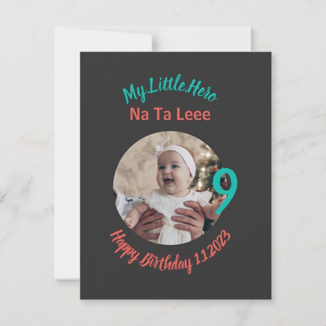 Nombre de cumpleaños personalizado con foto (Anverso)