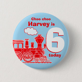 Nombre de cumpleaños y botón de edad del tren rojo