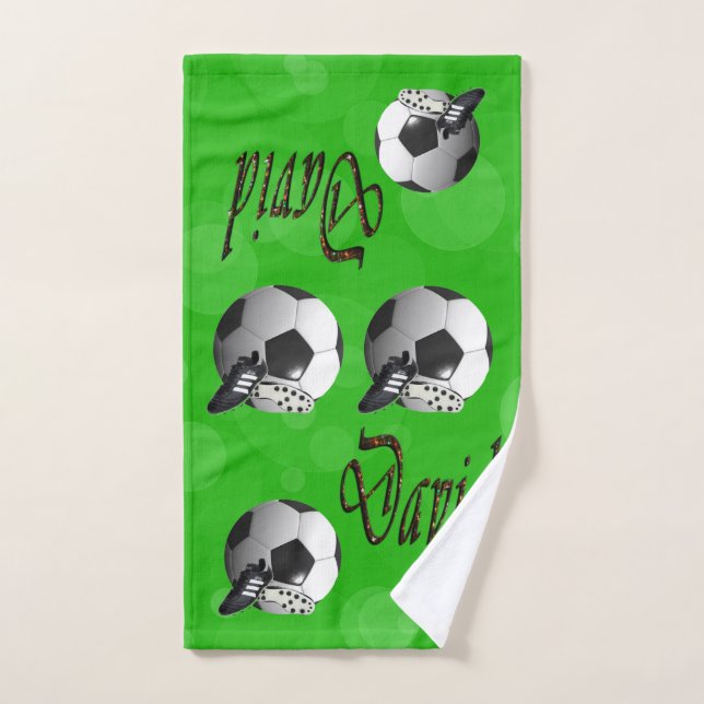 Nombre de David Con Bolas De Fútbol, (Toalla de mano)