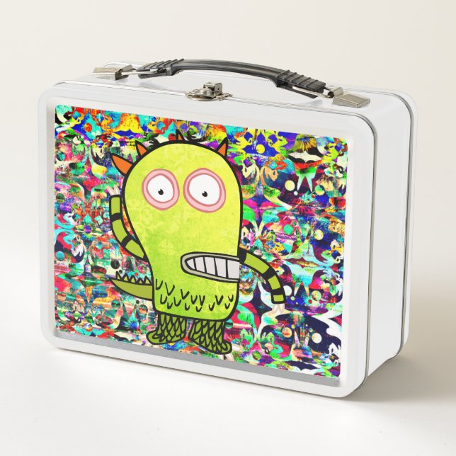 NOMBRE DE DIY FELIZ MONSTRUO Metalizado Lunchbox (Anverso)