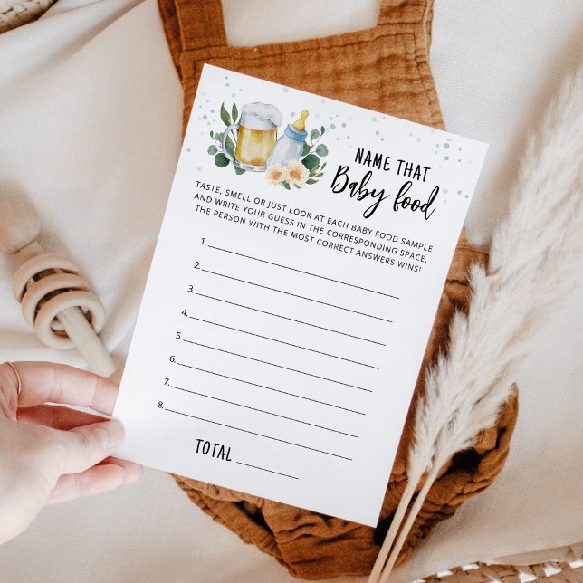 Nombre de ese juego de comida para bebés Tarjeta d (Beer Sage Green Baby Shower Name That Baby Food Game)