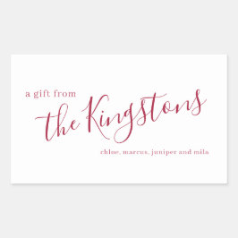 Nombre de familia de cartón Script Pegatina rectan