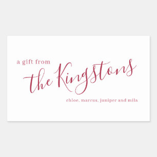 Nombre de familia de cartón Script Pegatina rectan