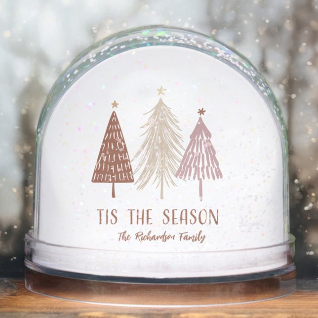 Nombre de Familia de Temporada Navideña (Tis The Season Family Name Holiday Snow Globes Christmas Keepsake Favor Gift)