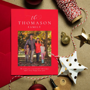 Nombre de familia elegante tarjeta de Navidad de u