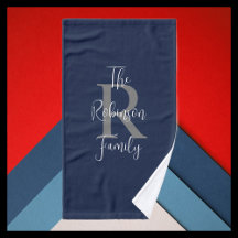 Nombre de familia monograma azul marino blanco gri