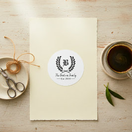 Nombre de familia personalizado Monograma Pegatina