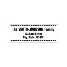 Nombre de familia simple y negrita y sello de goma