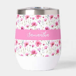 Nombre de flor silvestre de acuarela rosa