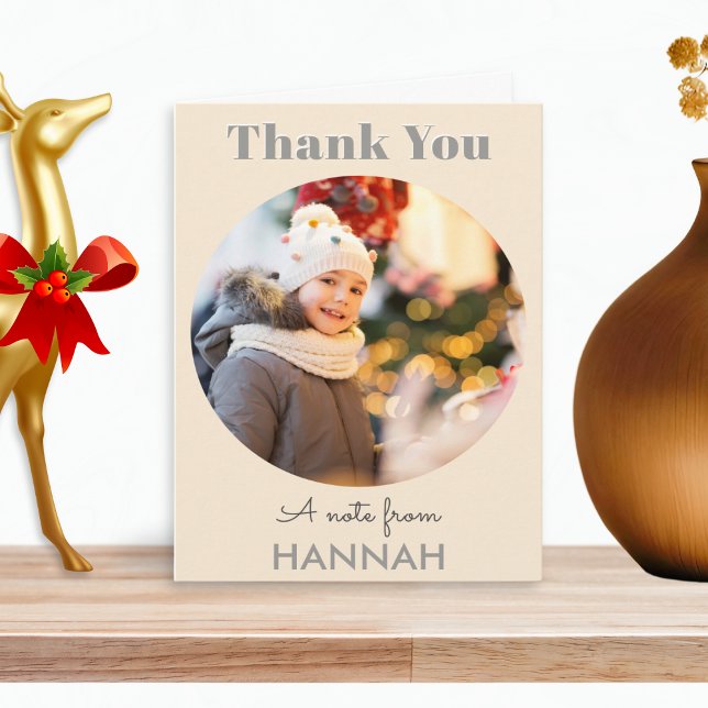 Nombre de Foto Personalizada Tarjeta Simple de Nav (An elegant Thank You card for appreciation of a Christmas gift, with personalised photo and name)