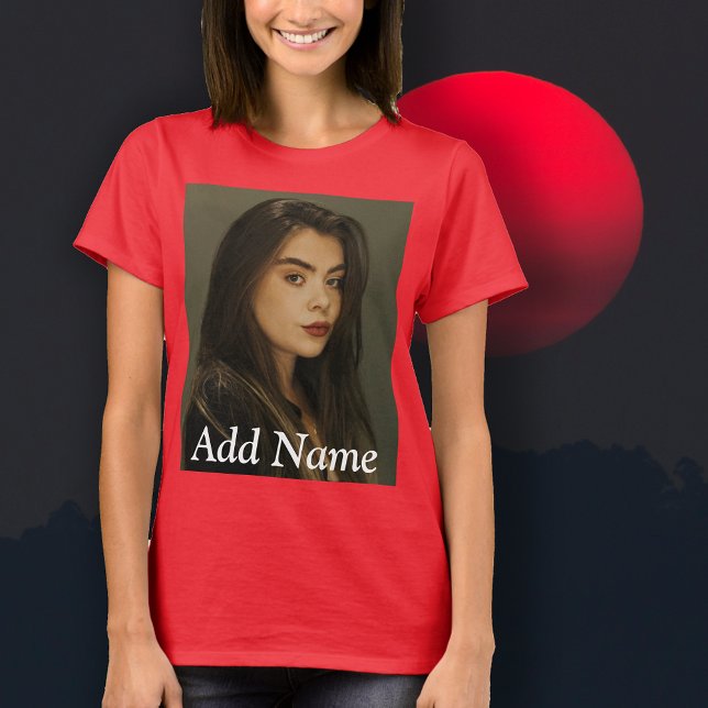 Nombre de foto personalizado Texto de camiseta per (Custom Photo Name Text Personalized T-Shirt-upload your favorite photo, add a custom name or text)