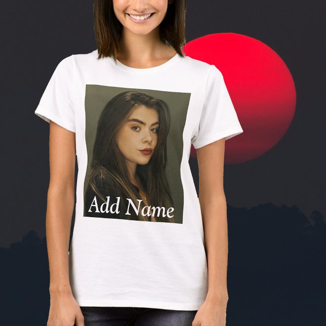Nombre de foto personalizado Texto de camiseta per (Custom Photo Name Text Personalized T-Shirt-upload your favorite photo, add a custom name or text)