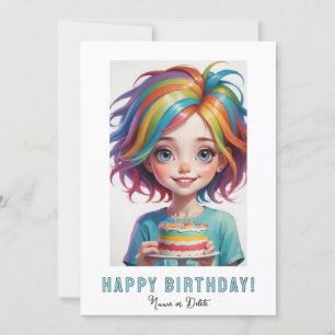 *NOMBRE DE FOTO Tarjeta de cumpleaños niña pastel 