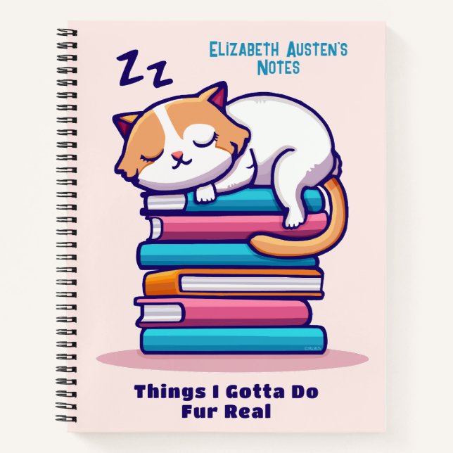 Nombre de gato en una pila de libros Personalizado (Anverso)