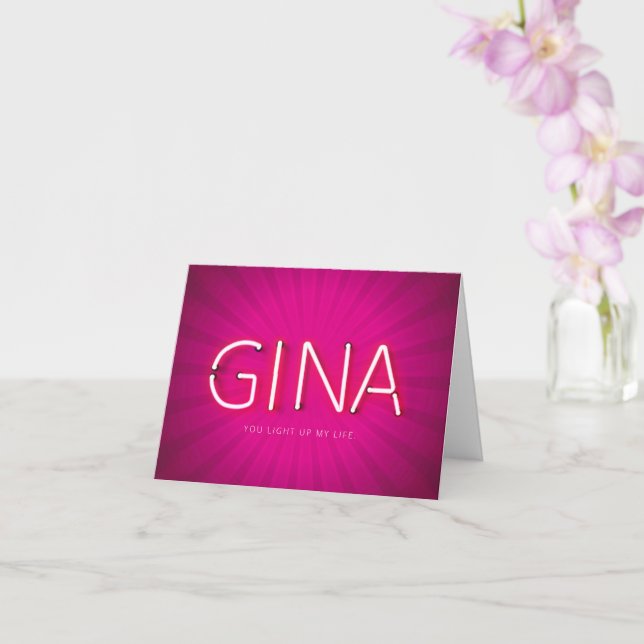 Nombre de Gina en la tarjeta de luces de neón bril (Orquídea)
