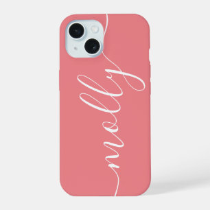 Nombre de guión de caligrafía rosa coral moderno y