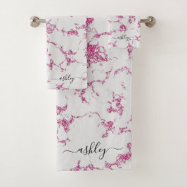 Nombre de guión de mármol del Purpurina magenta ro