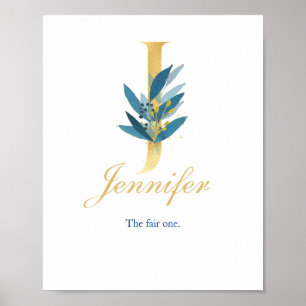 Nombre de Impresión de Guardería, Letra J, Arte de