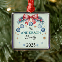 Nombre de la familia de adornos azules con lazo ro