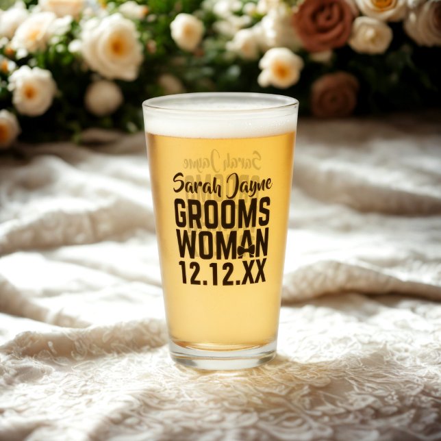 Nombre de la mujer mozo Keepsake Vidrio favorito d (For the Groomswoman in your wedding party. Just add her name and your wedding date)