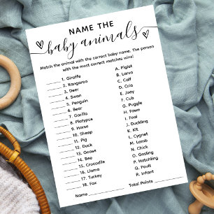 Nombre de la partida de Baby Shower La tarjeta de 