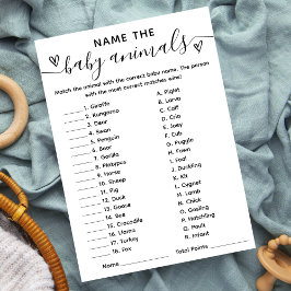 Nombre de la partida de Baby Shower La tarjeta de 