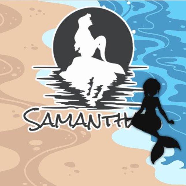 Nombre de la silueta negra Pegatina (Celebrate your child's special day with a magical mermaid under-the-sea birthday sticker)