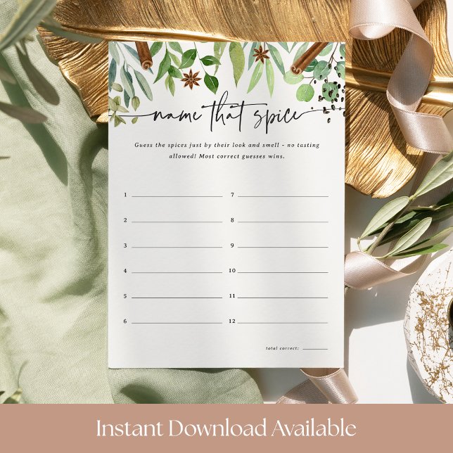 Nombre de la tarjeta de juego Spice Bridal Shower (Subido por el creador)