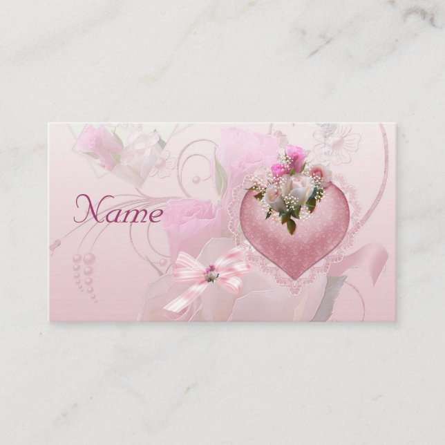 Nombre de la tarjeta de lugar del boda Floral rosa (Anverso)