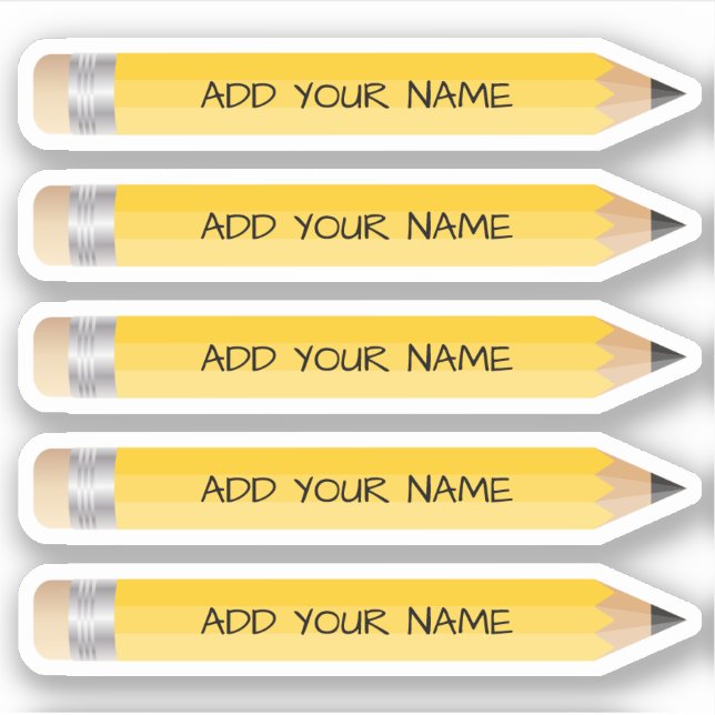 Nombre de lápiz amarillo lindo Pegatina de vinilo  (Anverso)