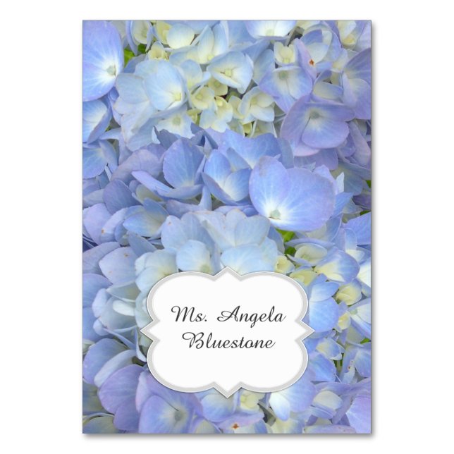 Nombre de las tarjetas Blue Hydrangea Tented Place (Anverso)