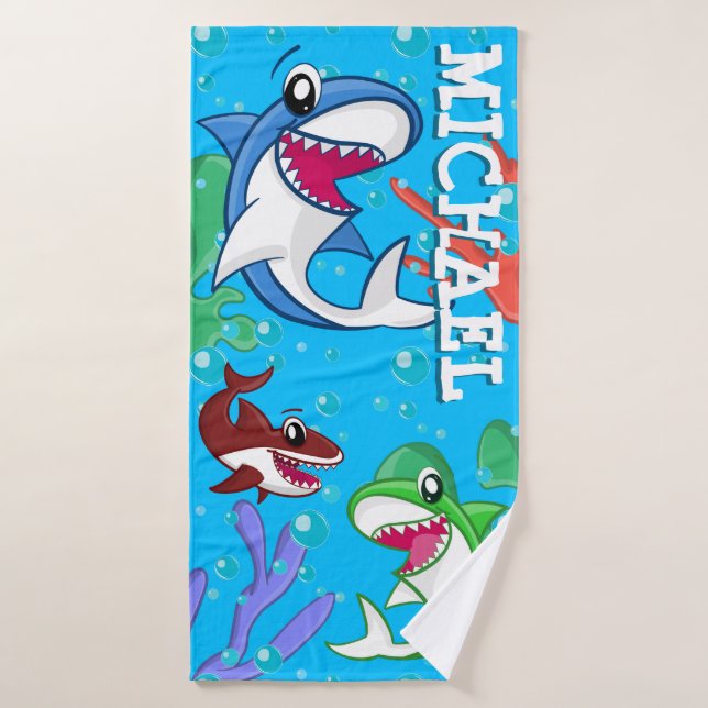 Nombre de los niños del océano azul del tiburón Cu (Toalla de baño)