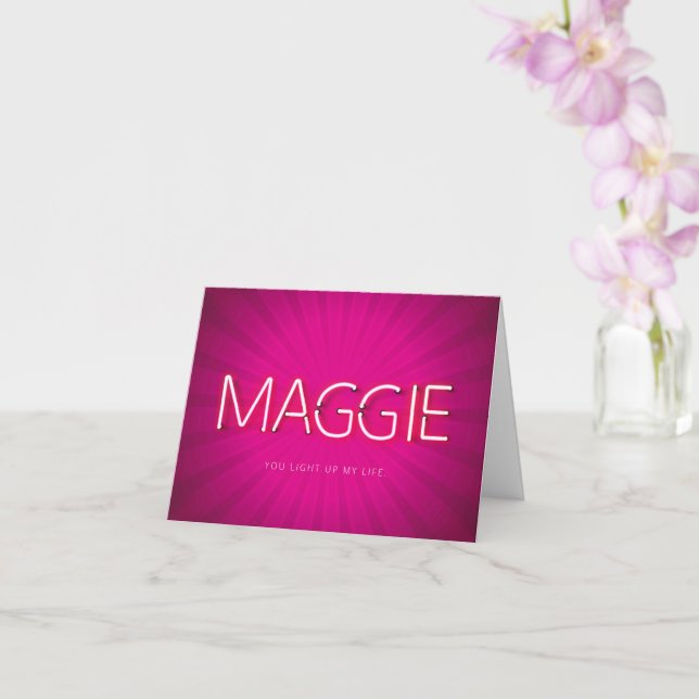 Nombre de Maggie en la tarjeta de luces de neón br (Orquídea)