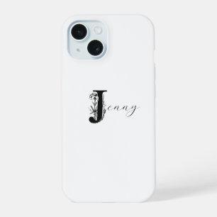 NOMBRE DE MONOGRAMA BLANCO ELEGANTE CON FLORAL J I
