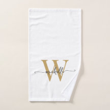 Nombre de monograma de oro blanco con letra script