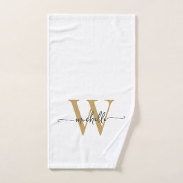 Nombre de monograma de oro blanco con letra script