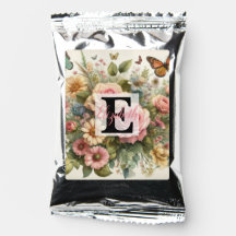 Nombre de monograma en acuarela Flores en pasteles