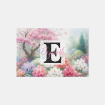 Nombre de monograma en acuarela Flores en pasteles