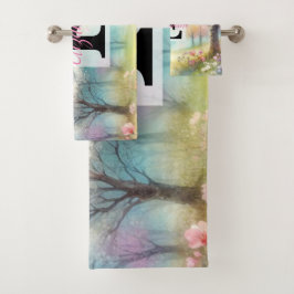 Nombre de monograma en acuarela Flores en pasteles