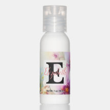 Nombre de monograma en acuarela Flores en pasteles