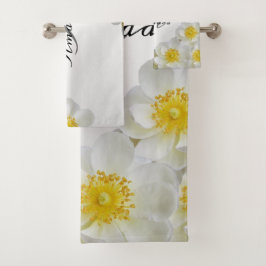 Nombre de Monograma Floral Blanco Plateado Elegant