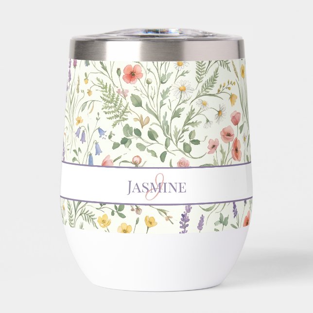 Nombre de monograma floral Boho Lavanda Chic (Frente)