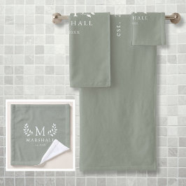 Nombre de monograma floral elegante moderno verde