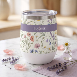 Nombre de monograma floral Wildflower Boho Lavanda