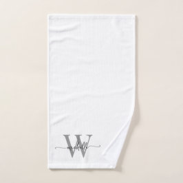 Nombre de monograma gris blanco de letra elegante 