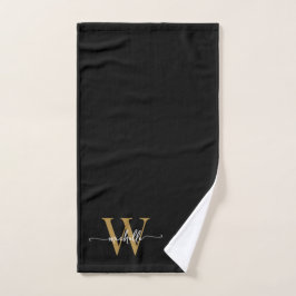 Nombre de Monograma Negro Dorado Elegante con Letr