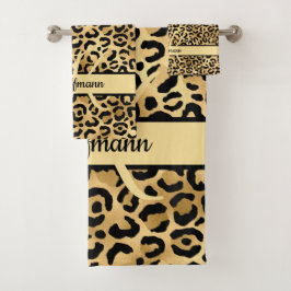 Nombre de monograma negro estampado en leopardo do